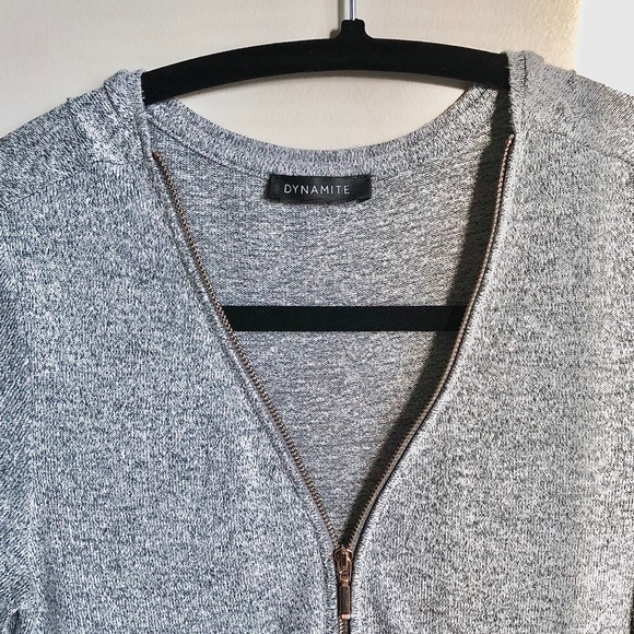 DYNAMITE | Heather Grey Sweater w/ Zip - Picture 3 of 3